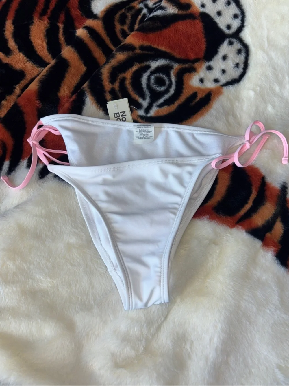 No Boundaries White Swim Bottoms with Pink Side Ties